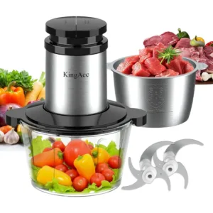 Food Processor, 500W Powerful Electric Meat Grinder Chopper With 2 Bowls, 2 Sets Blades Mini Meat Mincer For home kitchen Use